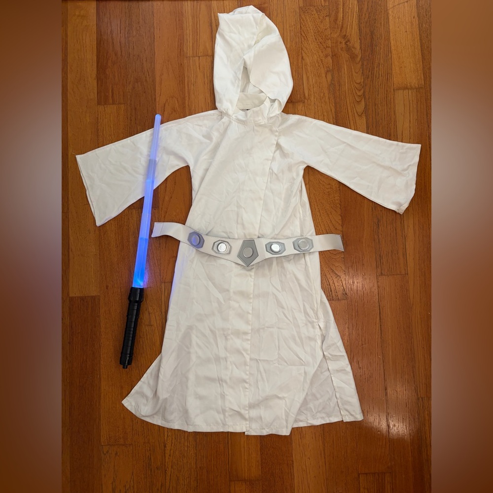 Kids Princess Leya Jedi Costume with Blue Lightsaber